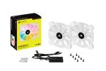 CORSAIR SP140 RGB ELITE, 140mm RGB 2 db Ventilátor + Lighting Node CORE Fehér