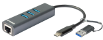 D-link USB-C/USB to Gigabit Ethernet Adapter with 3 USB 3.0 Ports