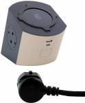 Legrand Multifunkciós elosztó 2x2P+F, ind töltő, USB-A, USB-C, 2 m, szürke-barna