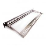 Patch panel 1U, fekete, üres, 24 db keystone jack számára