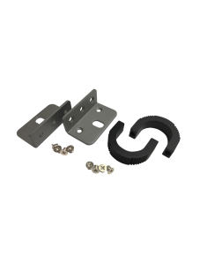 1U rack mounting ears kit with screws, one pair for left and right each, black.
