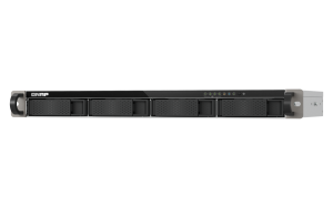 4-Bay quad-core 2.0 GHz short-depth 1U rackmount NAS with 100W power supply, 4GB