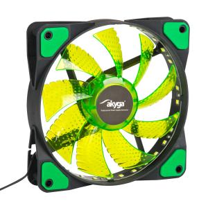 Akyga 12cm (120mm) MOLEX 33 LED ventilátor, zöld - AW-12E-BG