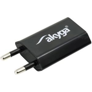 Akyga 1x USB 5V/1A fali töltő adapter, fekete - AK-CH-03