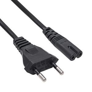 Akyga kétpólusú / nyolc / piskóta tápkábel, fekete 0.5m - AK-RD-04A