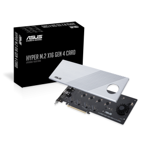 ASUS Hyper M.2 x16 Gen 4 Card (PCIe 4.0/3.0) supports four NVMe M.2 (2242/2260/2