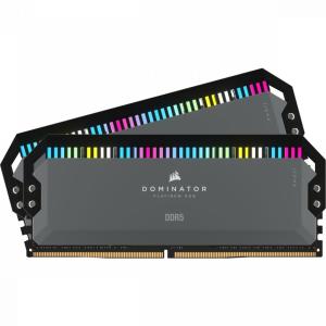 CORSAIR DDR5 5200MHz 32GB (2x16GB) AMD EXPO DOMINATOR PLATINUM RGB RAM, szürke