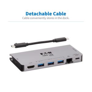 Eaton/TrippLite USB-C Dock 4K HDMI, USB 3.2, USB-A Hub, GbE, Memory Card, 100W