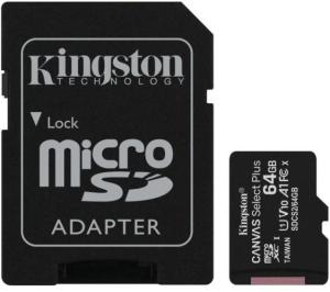 Kingston 64GB microSD Canvas Select Plus (SDXC Class 10 A1) (SDCS2/64GB) memória