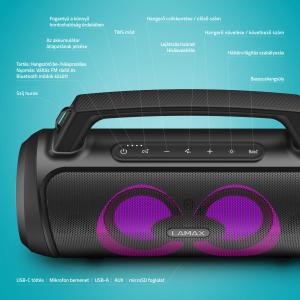 LAMAX PartyGo1 Play 50W Bluetooth Party hangszóró vezeték nélküli mikrofonnal