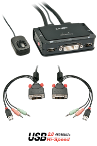 LINDY 2 Port DVI-D Single Link kábel KVM Switch