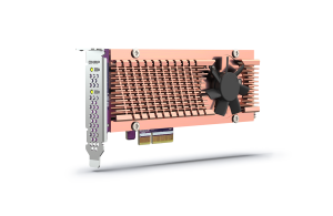 Qnap Dual M.2 PCIe SSD expansion card; supports up to two M.2 2280/22110 formfac