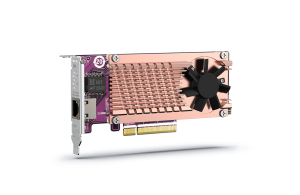 Qnap QM2 series, 2 x PCIe 2280 M.2 SSD slots, PCIe Gen3 x 8 , 1 x AQC113C 10GbE