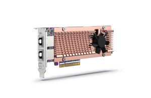 QNAP QM2 series, 2 x PCIe 2280 M.2 SSD slots, PCIe Gen4 x 8, 2 x AQC113C 10GbE N