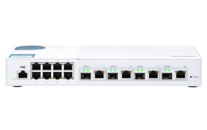 QSW-M408-4C, 8 port 1Gbps, 4 port 10G SFP+/ NBASE-T Combo, web management switch