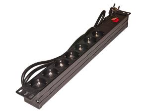 Rainbow Rack 230 V-os elosztó 19"-os, 7aljzattal, kapcsolóval.