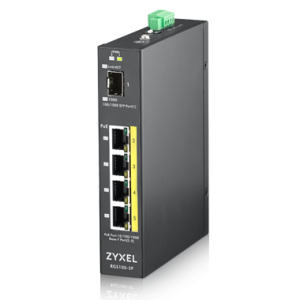 ZyXEL 5-port Gigabit switch: 4x GbE + 1x SFP, PoE (802.3at, 30W), Power budget 1